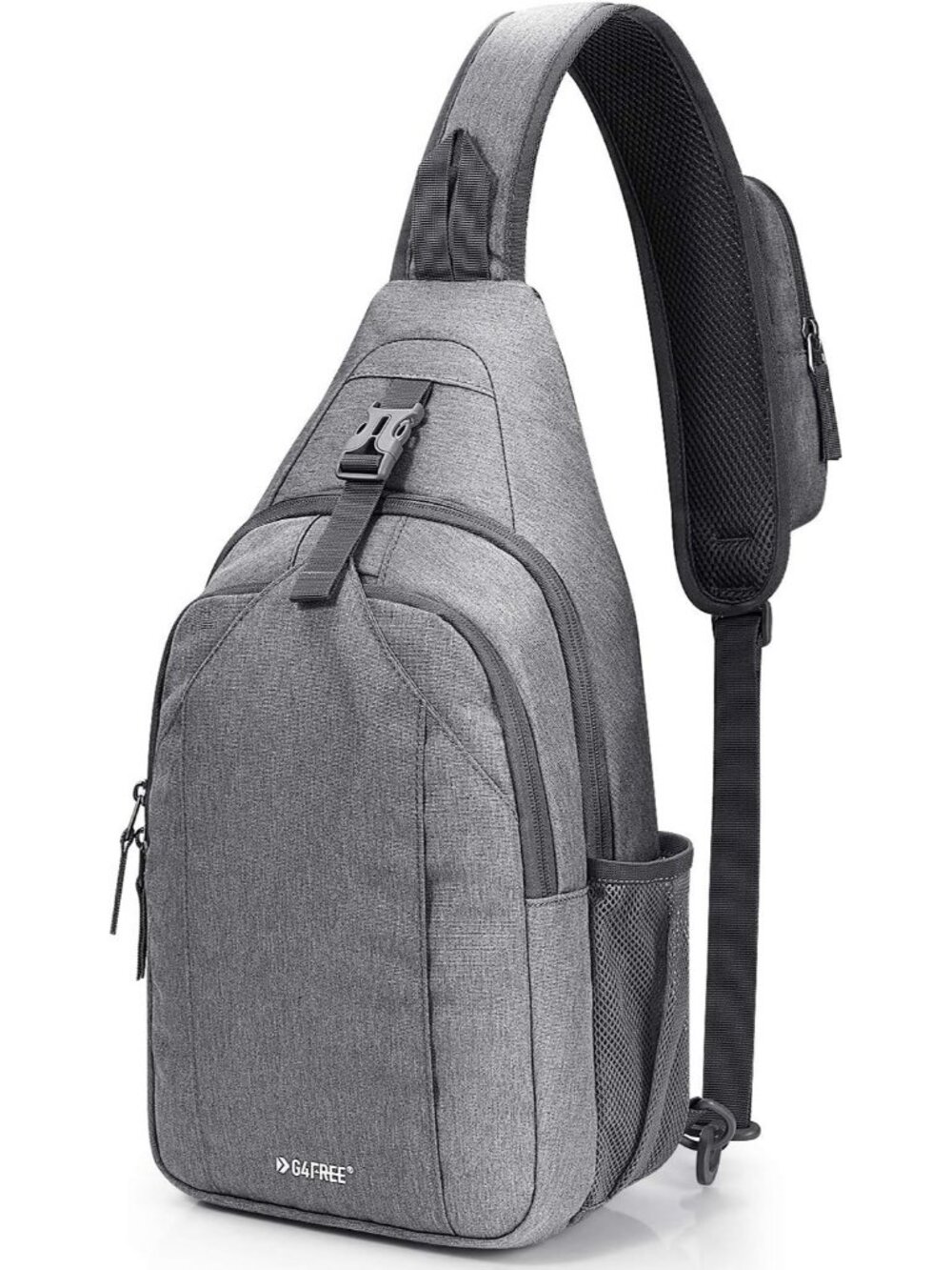 Women's Grey RFID Blocking Sling Backpack Crossbody Chest Bag For Hiking Travel